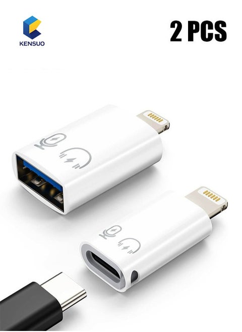 2 حزمة البرق إلى USB C محول ، USB C / USB 3.0 أنثى إلى البرق ذكر وتغ محول لفون / آي باد ، ودعم قارئ بطاقة الاتصال ، يو القرص ، محرك أقراص فلاش USB ، لوحة المفاتيح ، الماوس وأكثر من ذلك