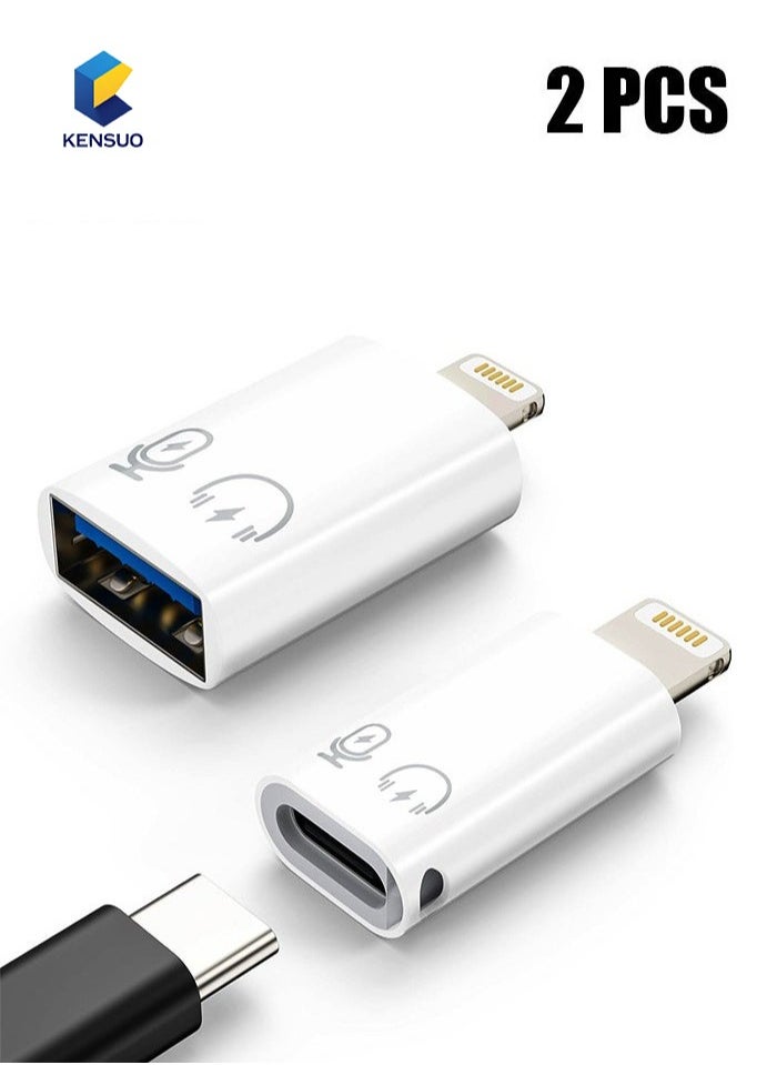 KENSUO 2 Pack Lightning to USB C Adapter, USB C/USB 3.0 Female to Lightning Male OTG Adapter for iPhone/iPad, Support Connect Card Reader, U Disk, USB Flash Drive, Keyboard, Mouse and More  - Image 1