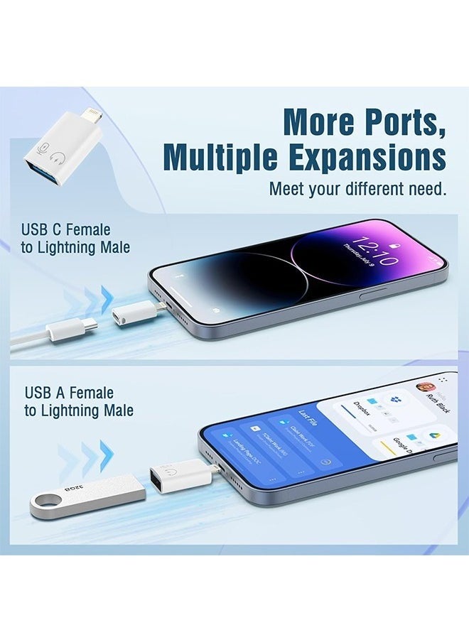 KENSUO 2 Pack Lightning to USB C Adapter, USB C/USB 3.0 Female to Lightning Male OTG Adapter for iPhone/iPad, Support Connect Card Reader, U Disk, USB Flash Drive, Keyboard, Mouse and More  - Image 5