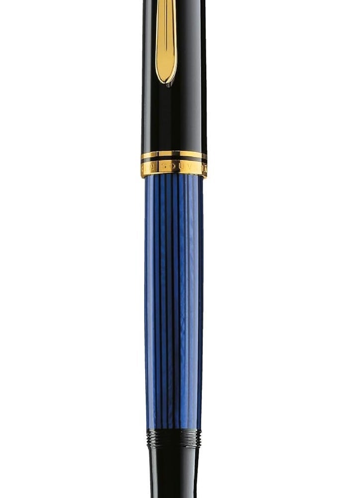 Pelikan قلم حبر فاخرة بيلكان M600 - أسود/أزرق مع تفاصيل ذهبية - Image 2
