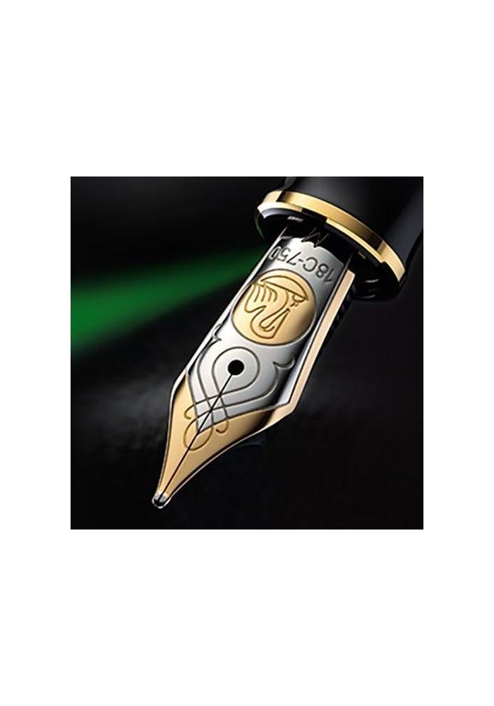 Pelikan قلم حبر فاخرة بيلكان M600 - أسود/أزرق مع تفاصيل ذهبية - Image 5