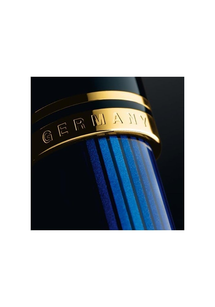 Pelikan قلم حبر فاخرة بيلكان M600 - أسود/أزرق مع تفاصيل ذهبية - Image 3