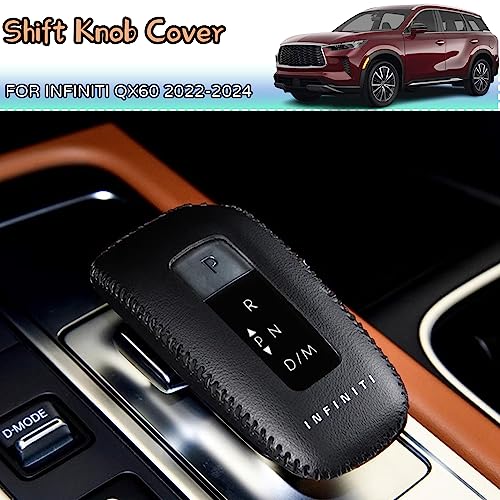 Kakash Custom Interior Accessories for Infiniti QX60 2022 2023 2024 2025 Leather Automatic Gear Shift Knob Cover,Transimission Boots Shift Lever Leather Sheath(Red Stitches) - Image 2