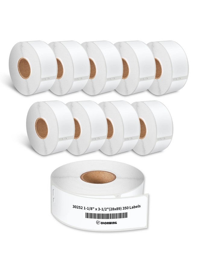 COLORWING Compatible Dymo 30252 (11/8 X 31/2) Address Labelscompatible With Dymo Labelwriter 450 450 Turbo 4Xl Desktop Printers 28Mm X 89Mm Barcode Labels 350 Labels/Roll 10 Rolls - Image 1