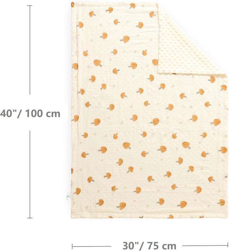 30''X40'' Organic Muslin Cotton Baby Blanket for Newborns, Soft Mink Backing, Essential for Baby Shower Birthday Gift - Mushroom 75X100cm - Image 5