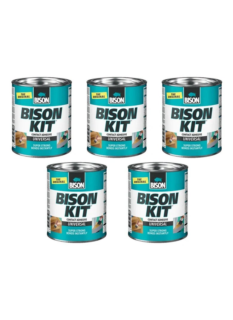 BISON KIT Bison Kit Contact Adhesive Glue – 650ml (Pack of 5), Strong Multi-Purpose Contact Cement for Wood, Leather, Rubber, Laminate & More  - Image 1