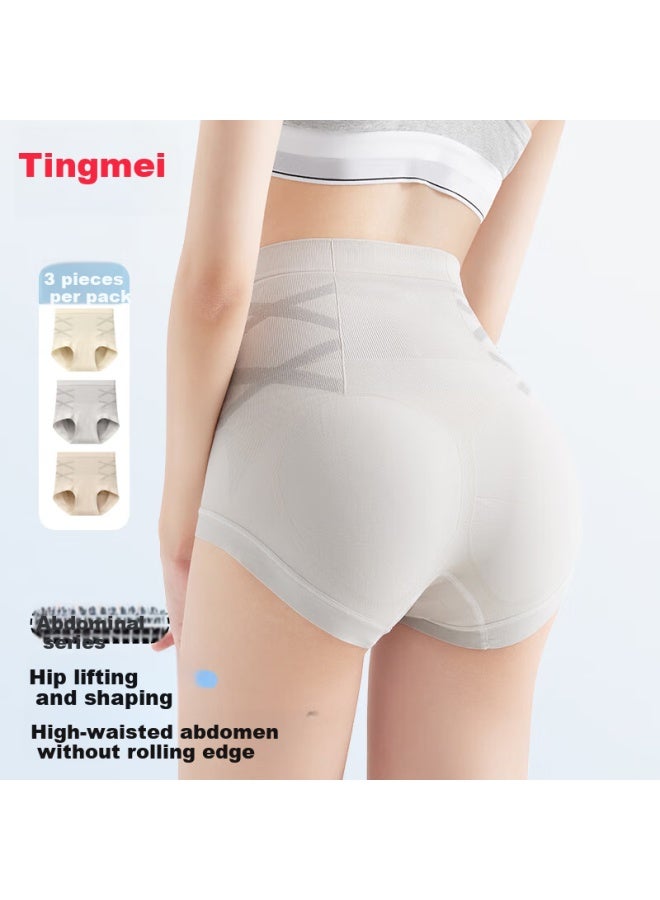 Gracewell 7a Mulberry Silk Antibacterial High-waisted Women's Underwear Tummy Control Seamless Ultra-high Elasticity 3-pack - Image 1