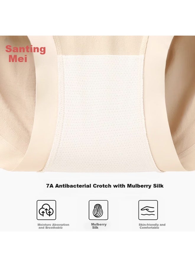 Gracewell 7a Mulberry Silk Antibacterial High-waisted Women's Underwear Tummy Control Seamless Ultra-high Elasticity 3-pack - Image 4