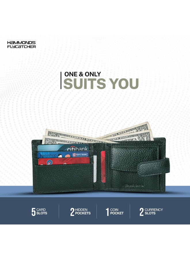  هاموندز فلاي كاتشر محفظة HAMMONDS FLYCATCHER المصنوعة من الجلد الأصلي للرجال - محفظة جلدية محمية بتقنية RFID للرجال، محفظة نقود للرجال - 5 فتحات للبطاقات، جيب للعملات المعدنية، جيوب مخفية، زر معدني - أخضر - Image 2