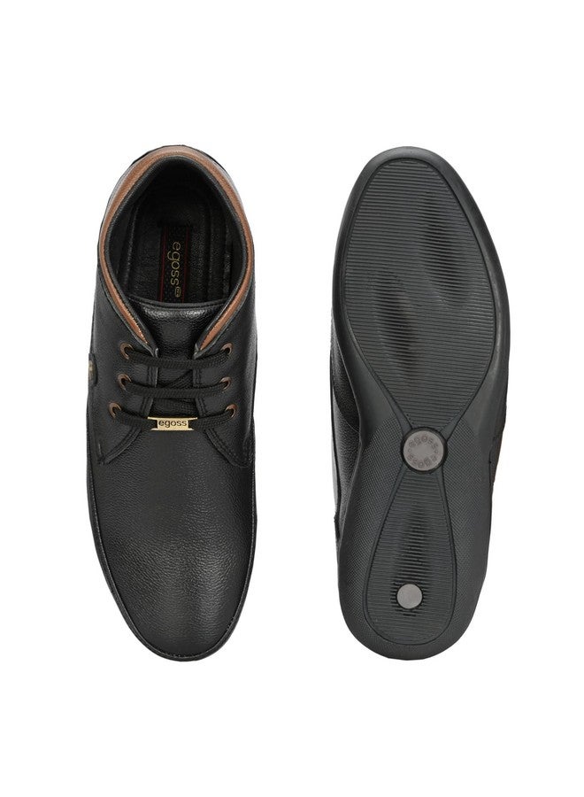 egoss Comforts Premium Genuine Leather Driving Shoe Boots for Men (Black-11)-G-549 - Image 5