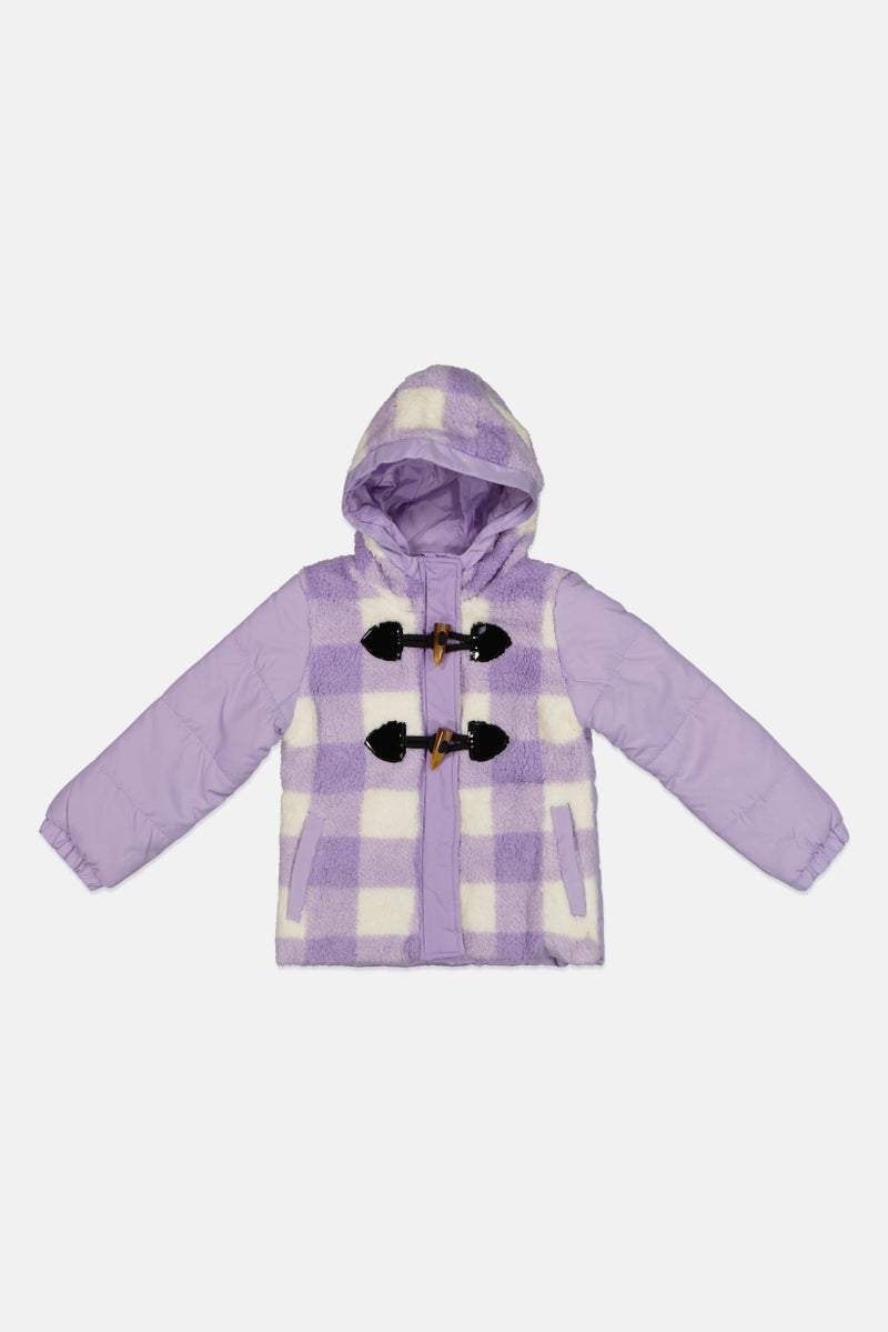 Limited Too Toddlers Girl Checkered Hooded Jacket, Lavender - Image 1