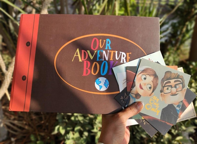 Adventure photo Album Book, Scrapbook Album with 4 Stickers sheet and 10 postcards,Hardcovers, 50 Papers