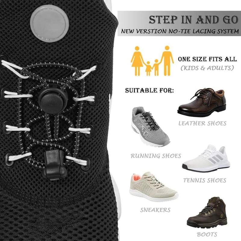 BOLDSTUFF No Tie Shoelaces Elastic Shoe Laces for Sneakers No Tie Shoelaces Lock Shoe Laces Tieless Black for all type Shoes Set for Adults-Unisex | Quick Lace Length: 100 CM | - Image 5