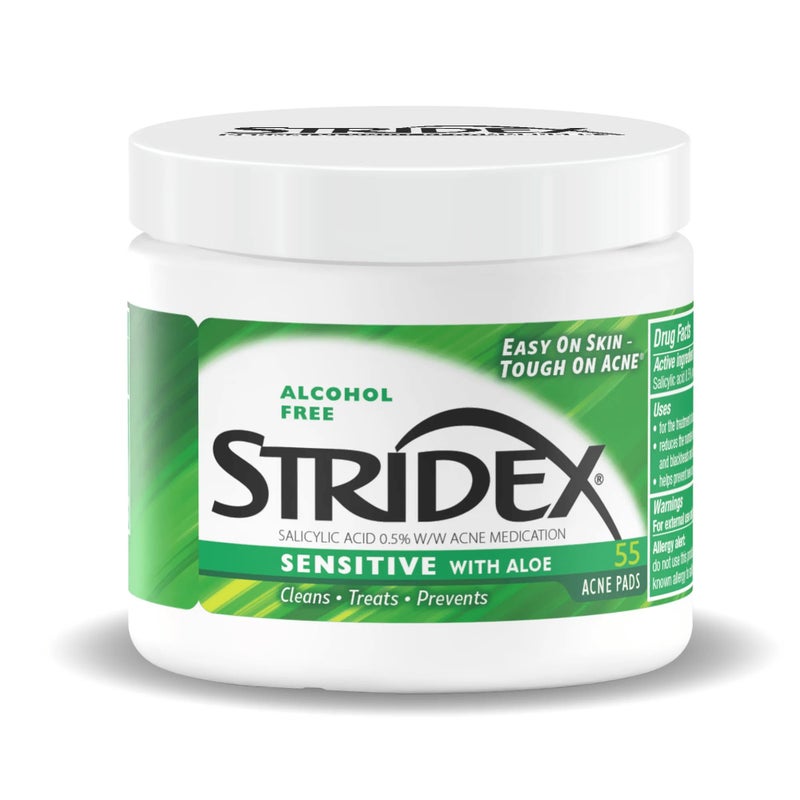 Stridex Sensitive with Aloe, Alcohol Free, 55 Soft Touch Pads - Image 1