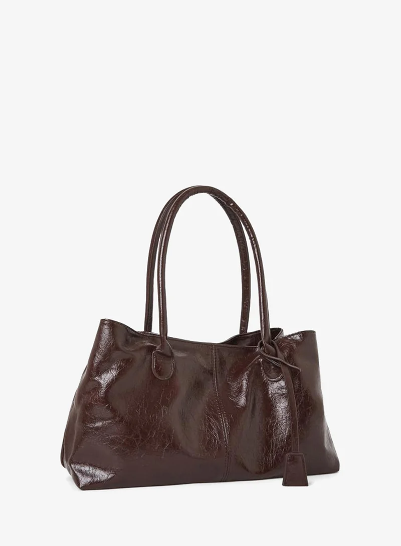 Styli Solid Shoulder Bag with Loop Charm