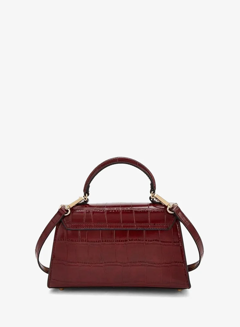 Celeste BURGUNDY Textured Satchel Bag With Button Closure for Women | Best Price UAE