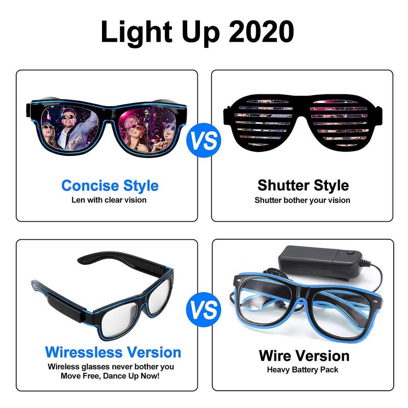 YouRfocus Wireless LED Light Up Glasses Glow in the Dark Neon Rave Glasses for Rave Party, EDM, Halloween, Christmas (Green) - Image 2