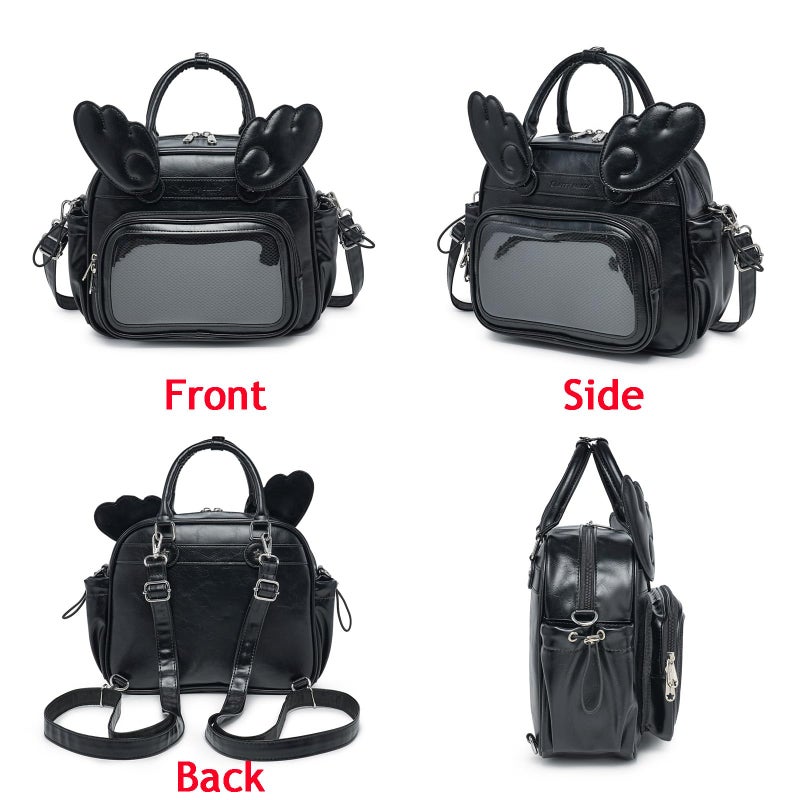 RAINBOW SMILE Y2K Angel Wing Ita Bag - Pins Display Bag, 3-in-1 Convertible Crossbody Handbag Backpack for Anime - Image 3