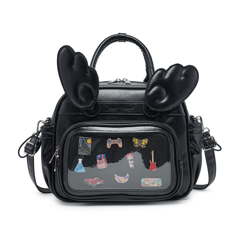 RAINBOW SMILE Y2K Angel Wing Ita Bag - Pins Display Bag, 3-in-1 Convertible Crossbody Handbag Backpack for Anime - Image 1