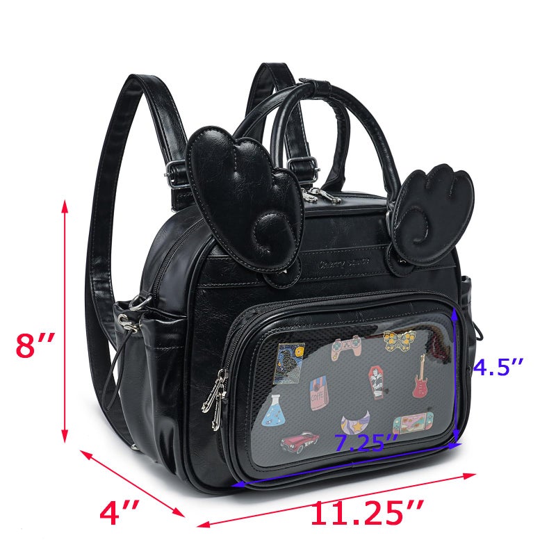RAINBOW SMILE Y2K Angel Wing Ita Bag - Pins Display Bag, 3-in-1 Convertible Crossbody Handbag Backpack for Anime - Image 2