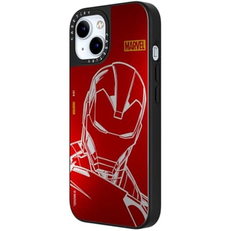 Casetify Mirror iPhone 15 Plus Case 【Iron Man Co-Lab/Reflective / 4.9ft Drop Protection/Compatible with Magsafe】 - Iron Man - Red - Silver on Black - Image 5