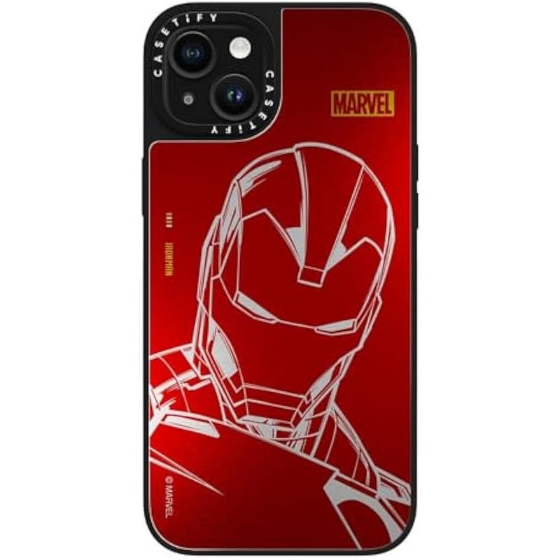 Casetify Mirror iPhone 15 Plus Case 【Iron Man Co-Lab/Reflective / 4.9ft Drop Protection/Compatible with Magsafe】 - Iron Man - Red - Silver on Black - Image 4