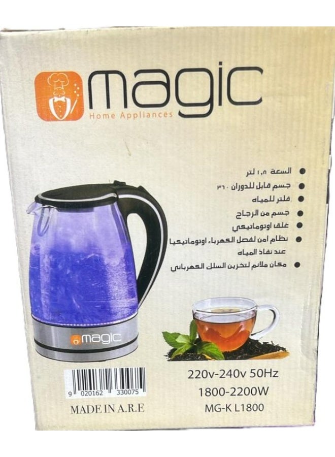 ماجيك غلاية شاي ماجيك – زجاج – 1.8 لتر – 220 وات – غليان سريع - Image 1