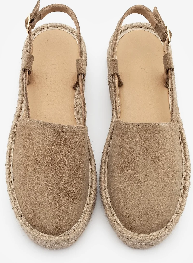 MARJIN Women Genuine Leather Slingback Jute Espadrille Olive Suede Sandals Zutan