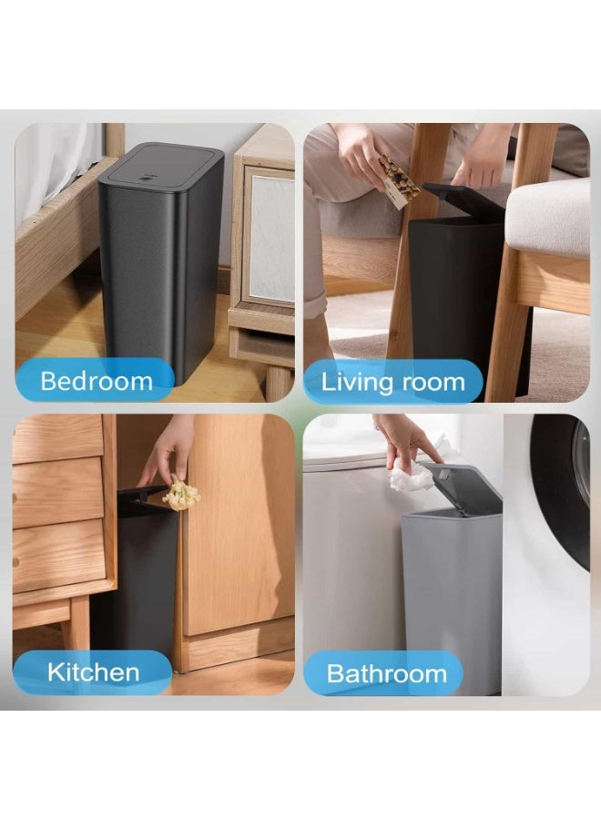 Anmi Bathroom Small Trash Can with Lid 3 Pack,10L / 2.6 Gallon Slim Garbage Bin Wastebasket with Pop-Up Lid for Bedroom, Office, Kitchen, Craft Room, Fits Under Desk, Cabinet, Sink - Image 5