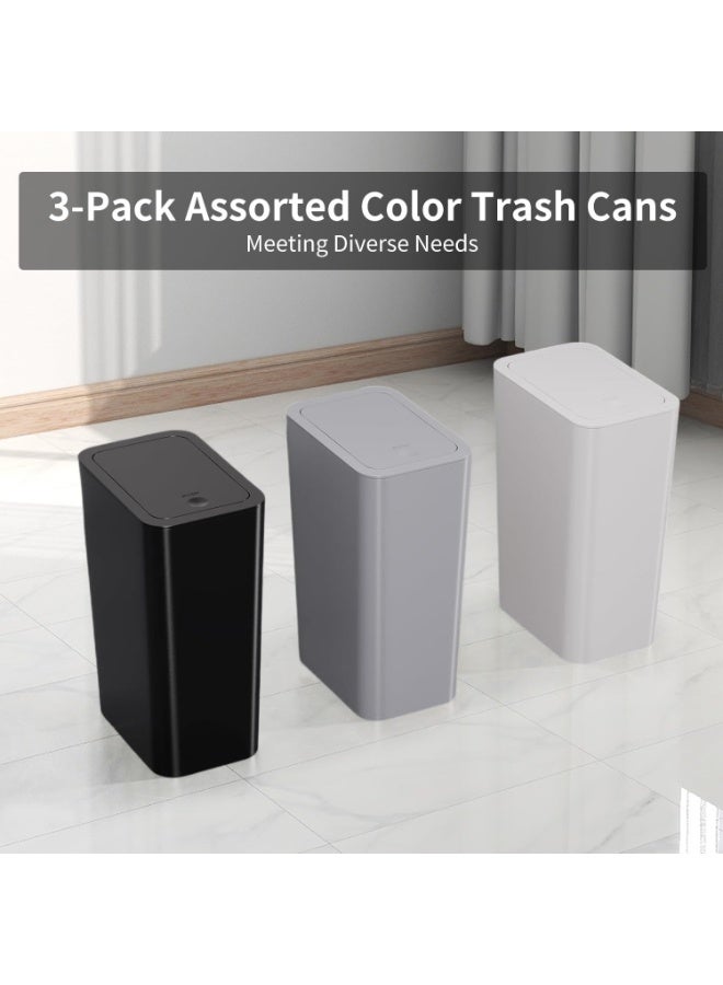 Anmi Bathroom Small Trash Can with Lid 3 Pack,10L / 2.6 Gallon Slim Garbage Bin Wastebasket with Pop-Up Lid for Bedroom, Office, Kitchen, Craft Room, Fits Under Desk, Cabinet, Sink - Image 4