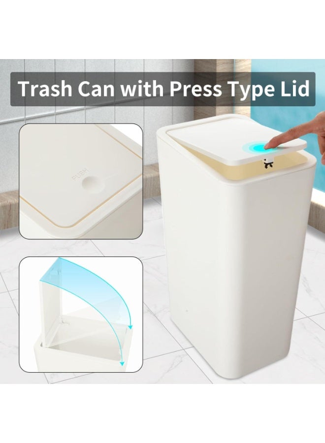 Anmi Bathroom Small Trash Can with Lid 3 Pack,10L / 2.6 Gallon Slim Garbage Bin Wastebasket with Pop-Up Lid for Bedroom, Office, Kitchen, Craft Room, Fits Under Desk, Cabinet, Sink - Image 3