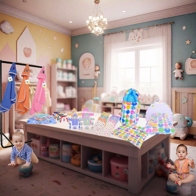 Toddylon Flat Bed 56 in 1 New Born Baby Products All | Gift Packs | Maternity Kit | Baby Clothes | Baby Bedding | Essentials Items | Baby Shower | Infants Combo (Multicolor, 0-6 Months) - Image 4