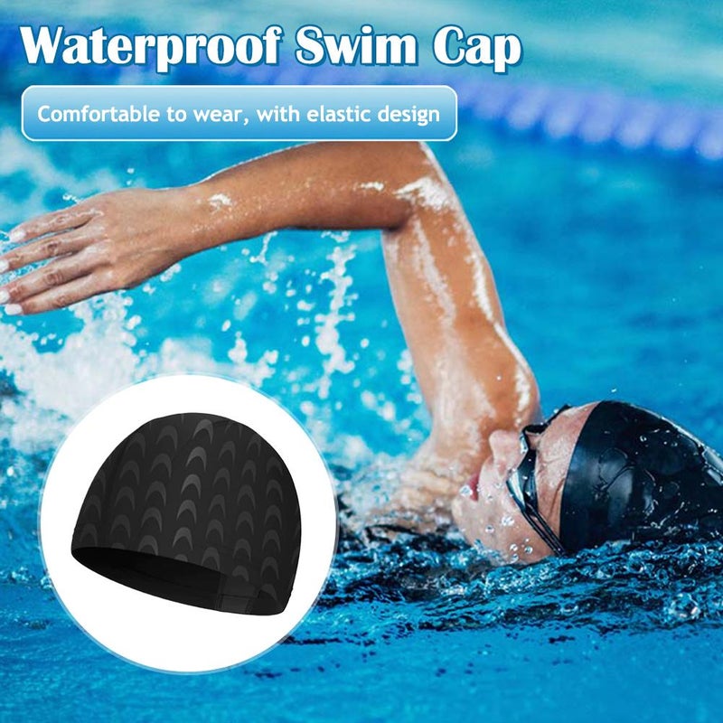 Adult solid color fabric swim cap, unisex, comfortable, ear-protecting, outdoor swimming gear, large waterproof swim cap - Image 5