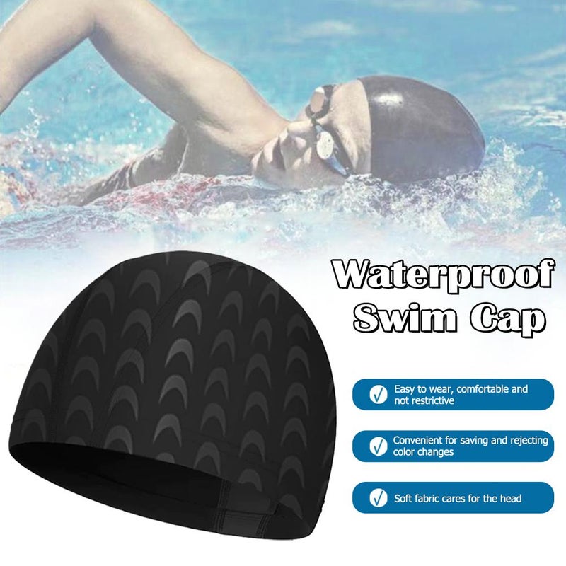 Adult solid color fabric swim cap, unisex, comfortable, ear-protecting, outdoor swimming gear, large waterproof swim cap - Image 3