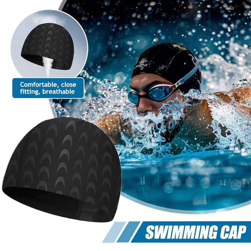 Adult solid color fabric swim cap, unisex, comfortable, ear-protecting, outdoor swimming gear, large waterproof swim cap - Image 4