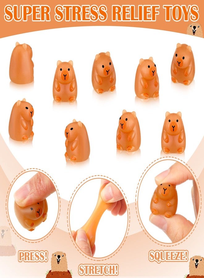 Civaner 60 Pcs Tiny Mochi Squeeze Toys Mini Capybara Toys Mini Mochi Party Favors Kawaii Fidget Stress Relief Toy for Classroom Prizes Birthday Party Gifts Office Goodie Bag Stuffers - Image 3