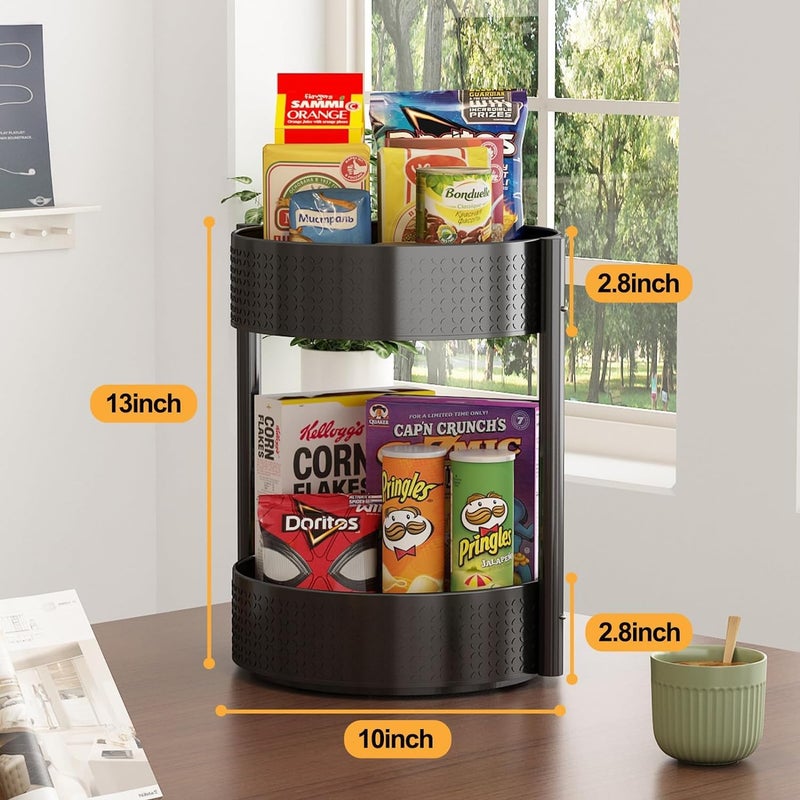 FEELING MALL Rotating Kitchen Trolley MultiPurpose Kitchen Rack Kitchen Items Kitchen Accessories Item 360 Rotating Lazy Susan Organiser Spice Rack for Kitchen Makeup Stand 2 Tier - Image 3
