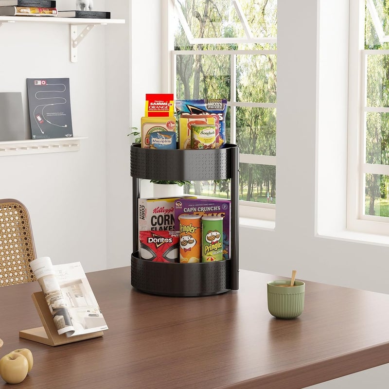 FEELING MALL Rotating Kitchen Trolley MultiPurpose Kitchen Rack Kitchen Items Kitchen Accessories Item 360 Rotating Lazy Susan Organiser Spice Rack for Kitchen Makeup Stand 2 Tier - Image 2