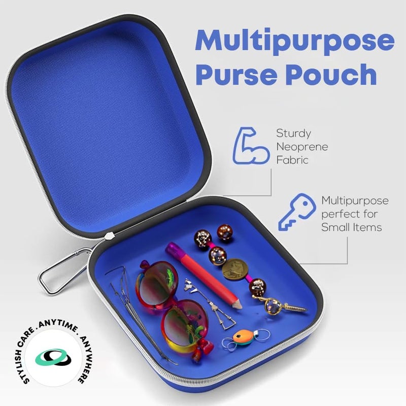 OPTIPAK Multipurpose Purse Pouch | Neoprene Makeup Bag with Zipper Pouch & Carabiner Keychain | Portable Travel Cosmetic Bag, Women’s Travel Makeup Tote (Pack of 1) - Image 2