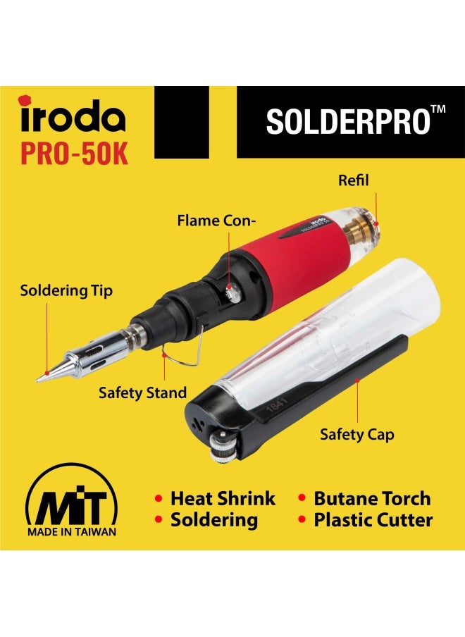Generic IRODA SOLDERPRO 50K Cordless Soldering Iron Kit   4-in-1 30-70W Heat Gun Blower  Mini Torch Portable Butane Soldering Iron Kit  Rapid Heat Up   Taiwan  No Butane Included  - Image 3