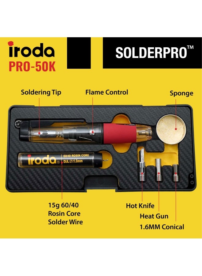 Generic IRODA SOLDERPRO 50K Cordless Soldering Iron Kit   4-in-1 30-70W Heat Gun Blower  Mini Torch Portable Butane Soldering Iron Kit  Rapid Heat Up   Taiwan  No Butane Included  - Image 2