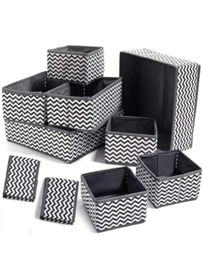 HOOKOR Foldable Cloth Storage Box, 10 Pcs Grey Drawer Organizers for Clothing, Clothes Drawer Organizer for Storing Bras, Baby Clothing, T Shirt, Socks, Scarves, Tie  - Image 1
