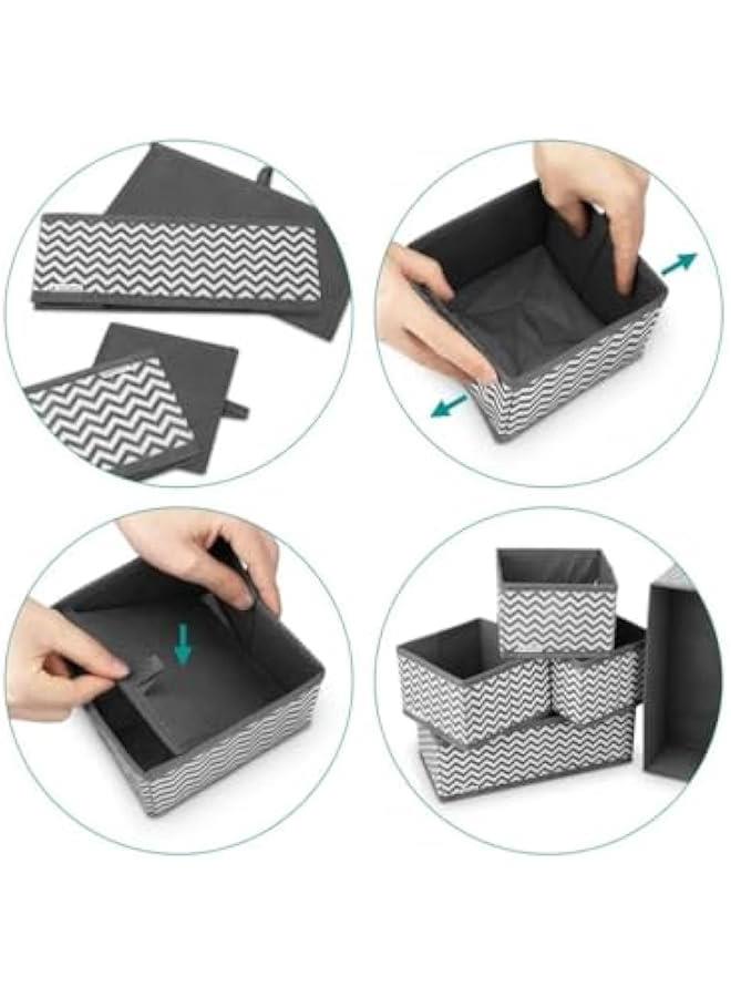 HOOKOR Foldable Cloth Storage Box, 10 Pcs Grey Drawer Organizers for Clothing, Clothes Drawer Organizer for Storing Bras, Baby Clothing, T Shirt, Socks, Scarves, Tie  - Image 3