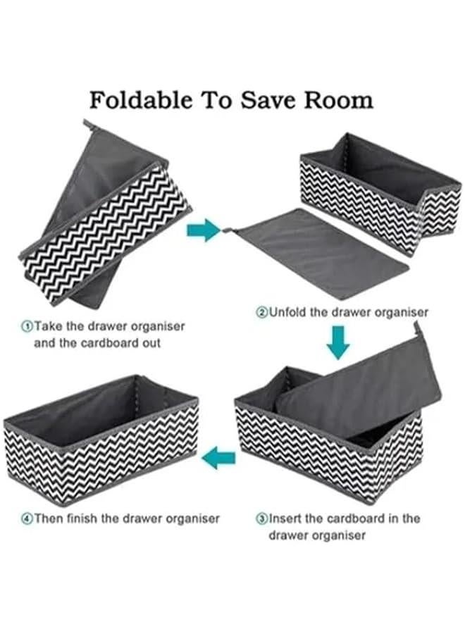 HOOKOR Foldable Cloth Storage Box, 10 Pcs Grey Drawer Organizers for Clothing, Clothes Drawer Organizer for Storing Bras, Baby Clothing, T Shirt, Socks, Scarves, Tie  - Image 4