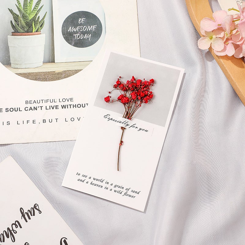 Christmas New Year'S Day Birthday Dried Flower Greeting Card Accompanying Gift Teacher'S Day Thanksgiving Graduation Valentine'S Day Card - Image 1