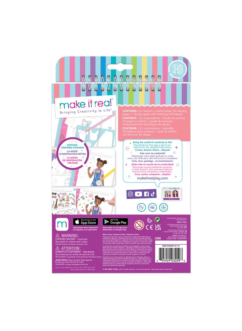 Make It Real Make It Real - Fashion Design Sketchbook: Blooming Vibes - Fashion Sketchbook for Girls - Kids Fashion Design Kit - Fashion Designer Kits for Girls - Fashion Coloring Book for Girls 6-8-10-12-14  - Image 2