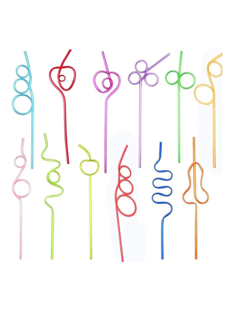 GUDOO 12 Pack Colorful Reusable Drinking Straws Crazy Straws Plastic Twirly Loop Straws For Kids Parties Carnivals Fun - Image 1