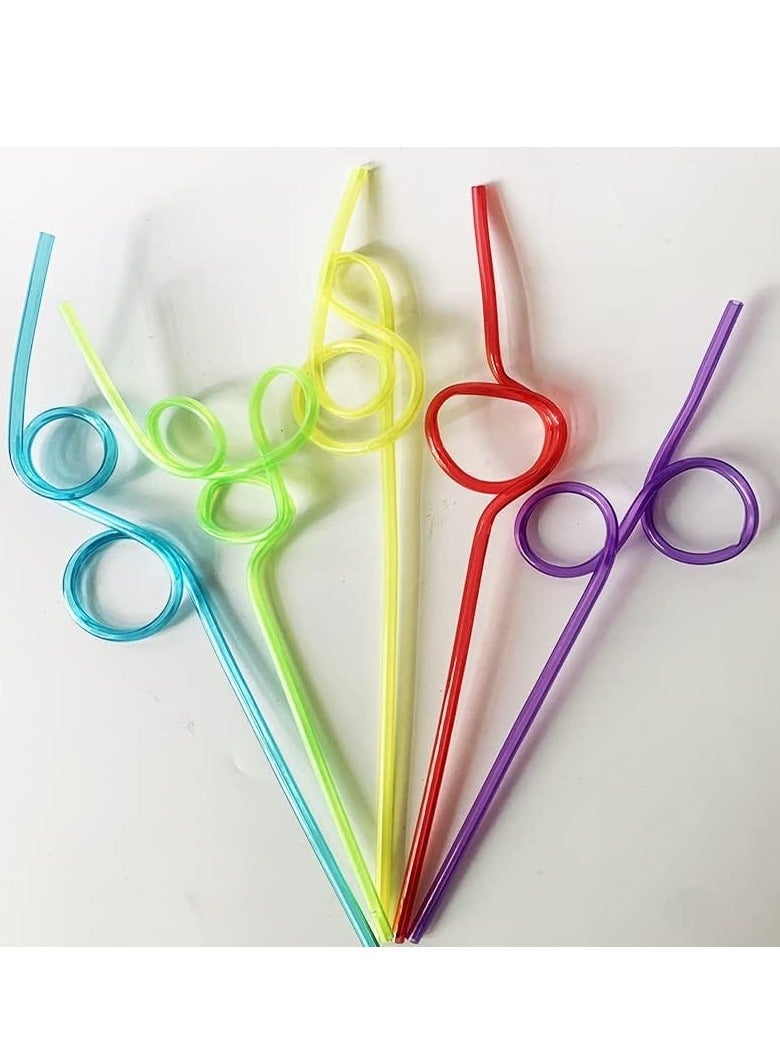 GUDOO 12 Pack Colorful Reusable Drinking Straws Crazy Straws Plastic Twirly Loop Straws For Kids Parties Carnivals Fun - Image 2