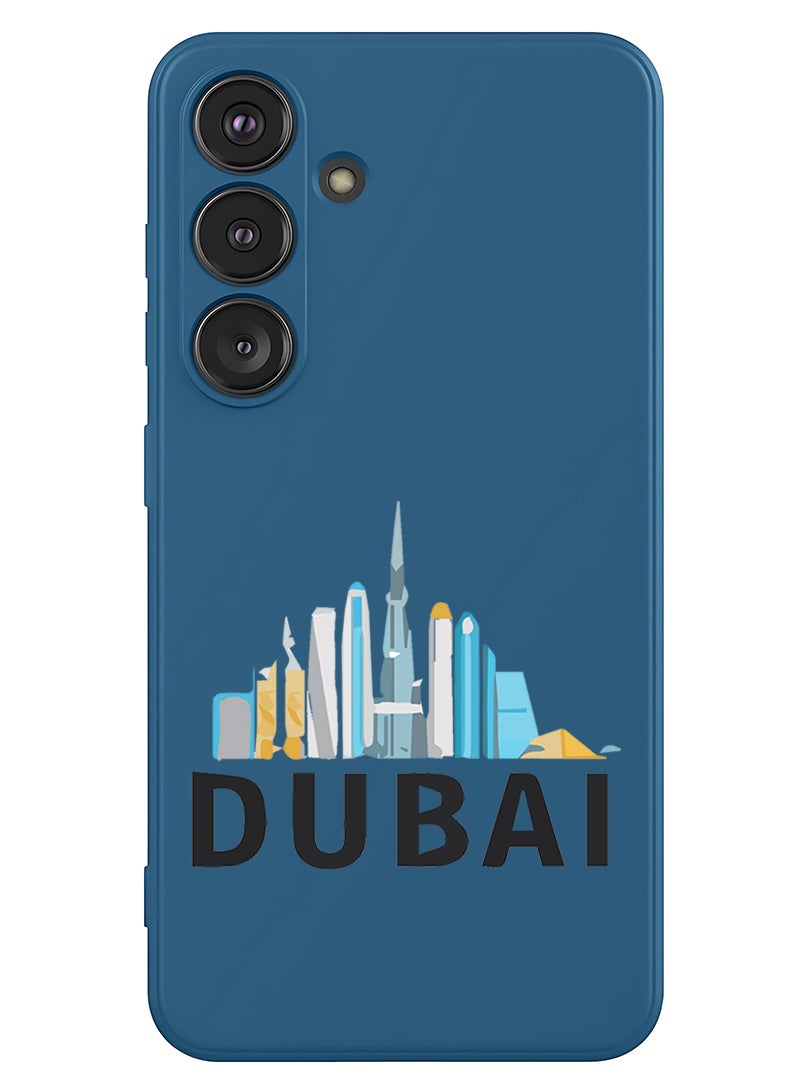 Theodor Protective Slim Fit Case Liquid Silicone Cover with Full Body Protection Anti-Scratch Shockproof Case For Samsung Galaxy S25 (Blue) - Dubai Black - Image 1