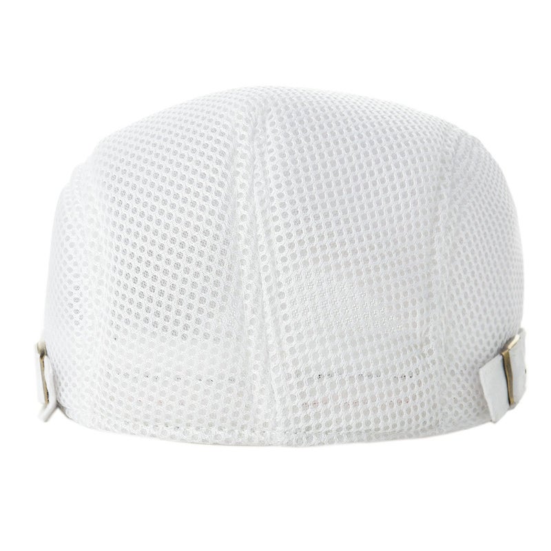 VOBOOM Men Breathable Mesh Summer Hat Adjustable Newsboy Beret Ivy Cabbie Flat Cap (White) - Image 4